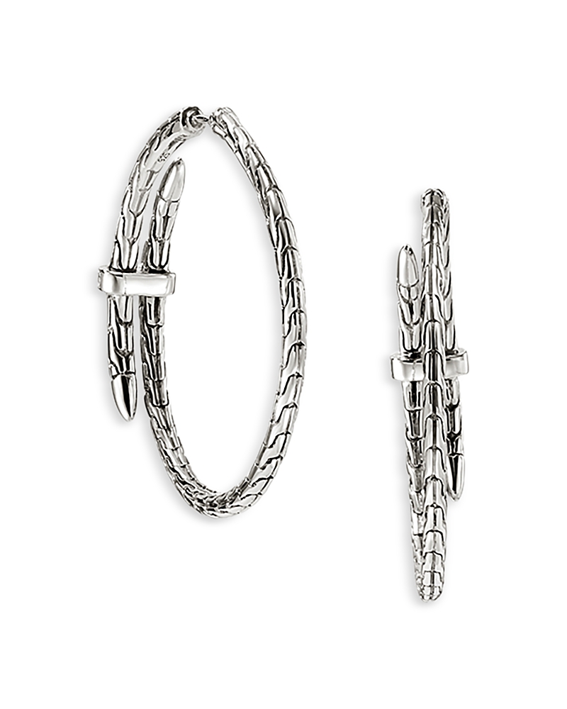 John Hardy Spear Diamond Bypass Hoop Earrings In Silver