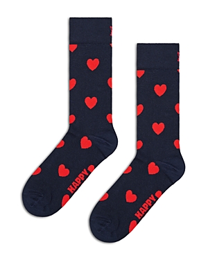 Shop Happy Socks Heart Crew Socks In Navy