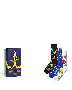 Shop Happy Socks Elton John Crew Socks Gift Box, Pack Of 3 In Black