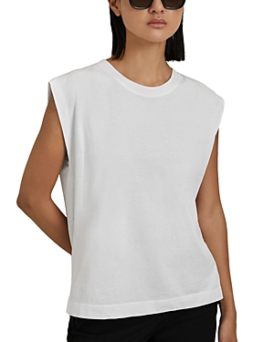 Reiss White Morgan Cotton Capped Sleeve T-shirt In White