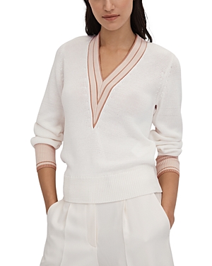 Shop Reiss Tor Contrast Trim Sweater In Light Pink