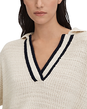 Shop Reiss Michaela Striped Collared Sweater In Cream/navy