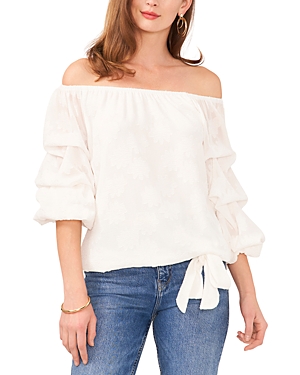Shop Vince Camuto Off-the-shoulder Bubble Sleeve Blouse In New Ivory