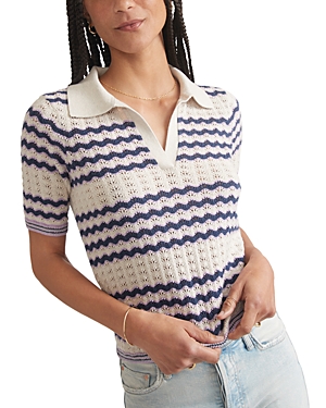 Shop Marine Layer Spencer Knit Polo In Cool Wave