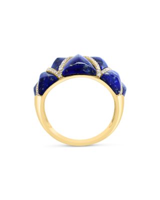 Lapis & Diamond Statement Ring in 14K Yellow Gold