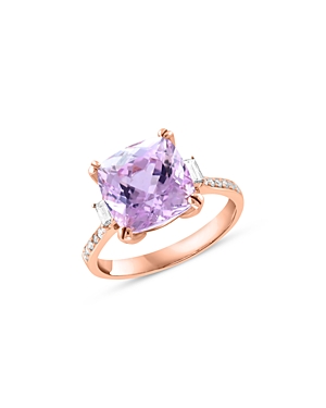 Shop Bloomingdale's Kunzite & Diamond Ring In 14k Rose Gold In Purple/pink