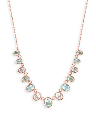 Bloomingdale's Fine Collection Prasiolite, Blue Topaz, & Morganite Collar Necklace in 14K Rose Gold, 16-18