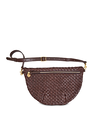 Shop Clare V Grande Fanny Woven Checker Leather Belt Bag In Kalamata