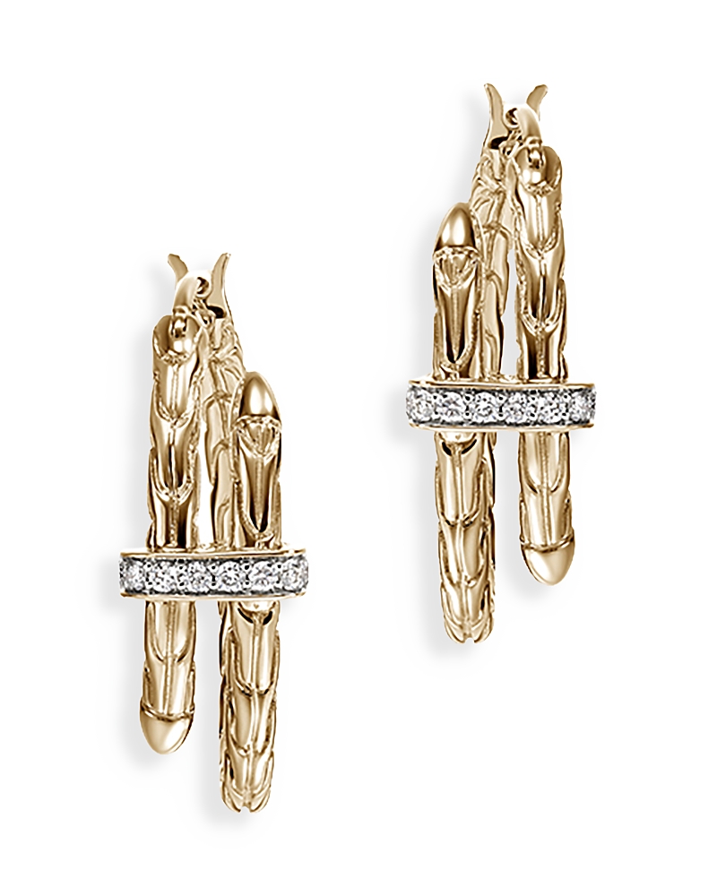 John Hardy Spear Diamond Hoop Earrings In Gold
