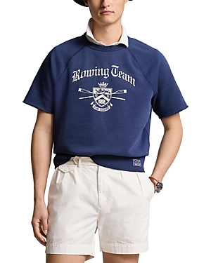 Shop Polo Ralph Lauren Vintage Fit Short Sleeve Fleece Graphic Sweatshirt In Blue