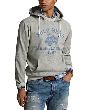 Shop Polo Ralph Lauren Polo Bear Graphic Fleece Hoodie In Grey