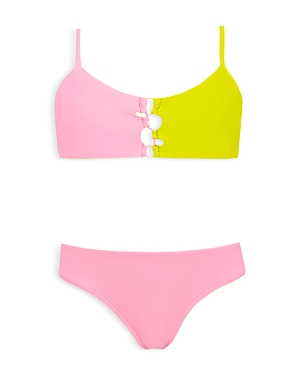 Shop Pq Swim Girls' Cammy Loop Color Blocked Two Piece Swimsuit - Big Kid In Pop Pink
