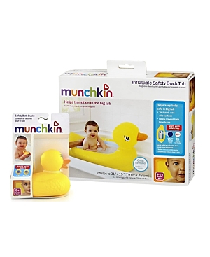 Shop Munchkin Inflatable Safety Tub And Bath Ducky Toy - Ages 6-24 Months In Yellow