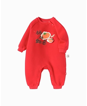 Shop Balabala Unisex New Year Season Knitted Outerwear Jumpsuit - Baby In Red