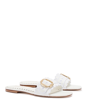 Larroude Women's Ivy Broderie Slide Sandals In White