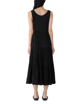 Crinkle Silk Tiered Midi Dress