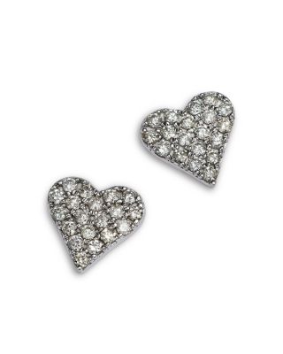 Bloomingdale's Fine Collection Diamond Pave Heart Stud Earrings in 14K White Gold, 0.35 ct. t. w.