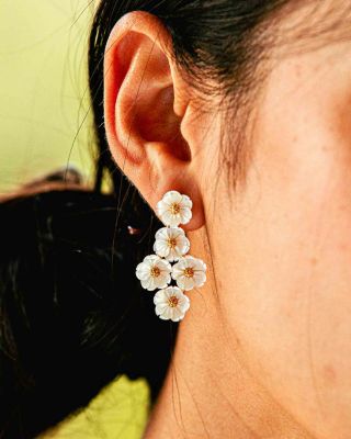 Mermaid Garden Mother of Pearl Floral Drop Earrings 