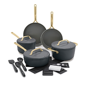 Greenpan Gp5 Infinite8 11-piece Anodized Aluminum Ceramic Nonstick Cookware Set With Champagne Handl In Silver