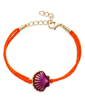Shop Aqua Purple Shell & Orange Cord Flex Bracelet In 14k Gold Plated - 100% Exclusive In Purple/orange