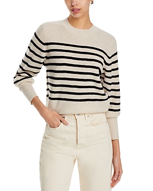 Shop Vanessa Bruno Astrid Merino Wool Stripe Sweater In Beige/noir