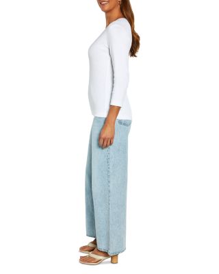 Cotton V Neck Three Quarter Sleeve Tee