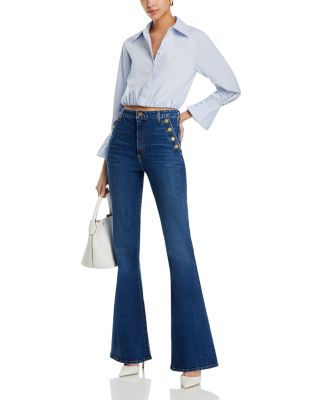 Helena High Rise Flared Sailor Jeans in Medium Wash