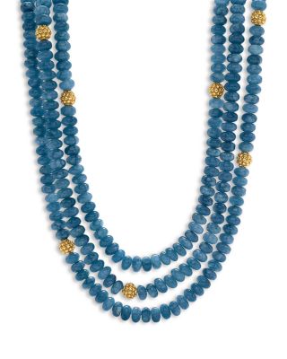 Capucine De Wulf - Berry & Jade Bead Triple Strand Necklace in 18K Gold Plated, 18"