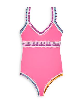 PQ Swim - Girls' Rainbow Embroidered Two Piece Swimsuit - Little Kid, Big Kid