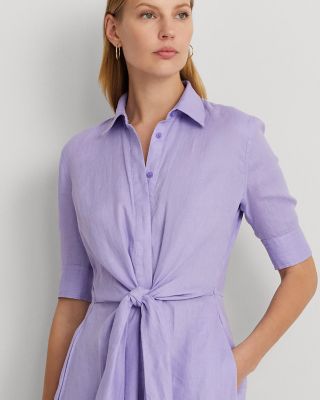 Ralph Lauren Linen Tie Front Shirt Dress | Bloomingdale's