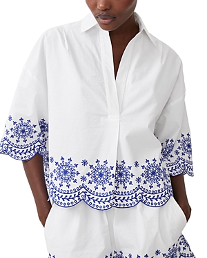 French Connection Alissa Cotton Embroidered Top