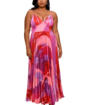 Shop Hutch Plus Size Hale Gown In Pink Swirl Brushstroke