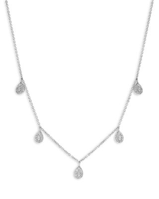 Bloomingdale's Fine Collection Diamond Teardrop Charm Statement Necklace in 14K White Gold, 0.40 ct. t. w.
