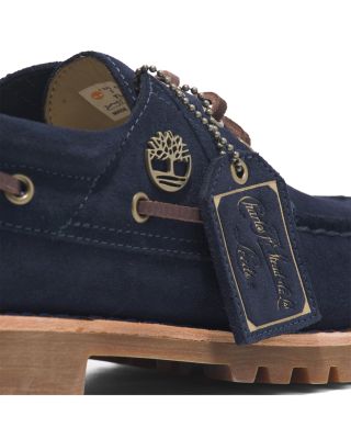 Men's C.F. Stead Indigo Suede 3 Eye Lug Handsewn Boat Shoes