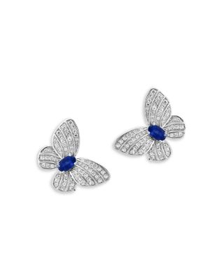 Bloomingdale&#039;s Fine Collection Blue Sapphire &amp; Diamond Butterfly Stud Earrings in 14K White Gold