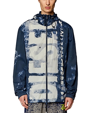 Shop Diesel J-warrett Logo Windbreaker Jacket In Midnight Blue