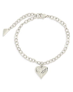 Shop Sterling Forever Beating Heart Charm Bracelet In Silver
