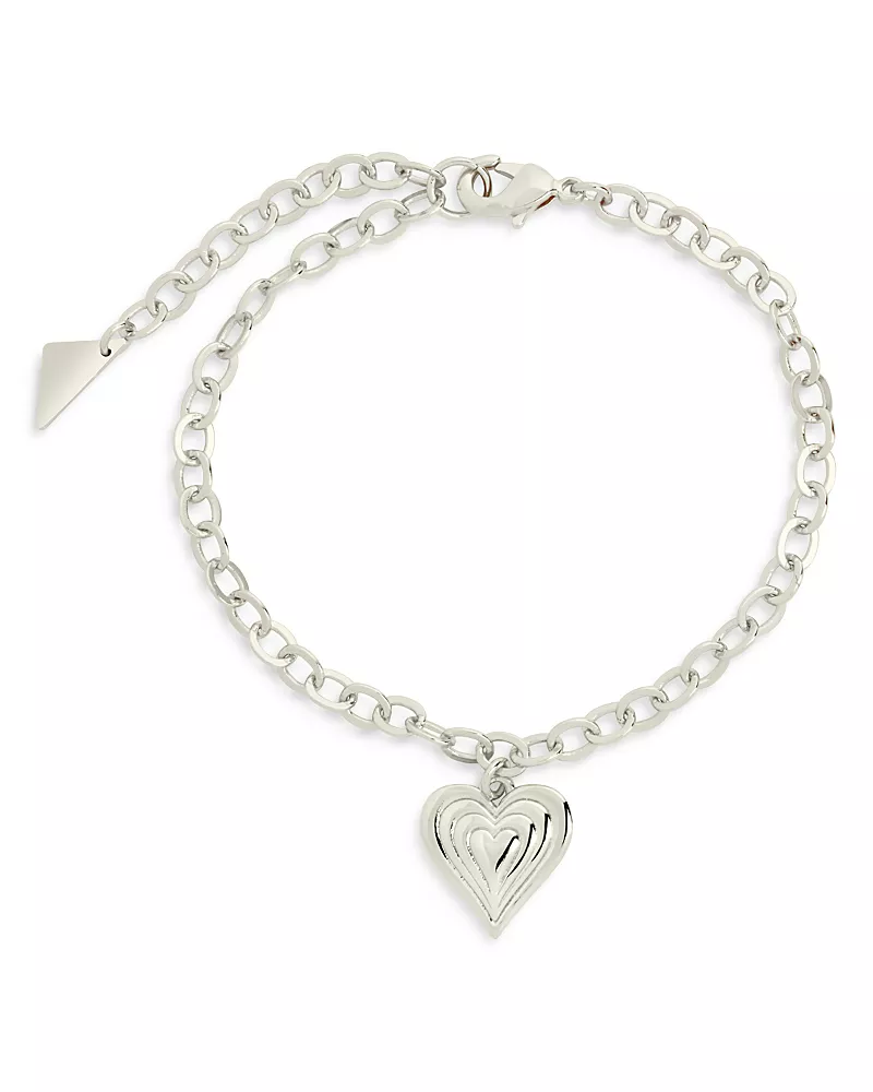 Sterling Forever Beating Heart Charm Bracelet