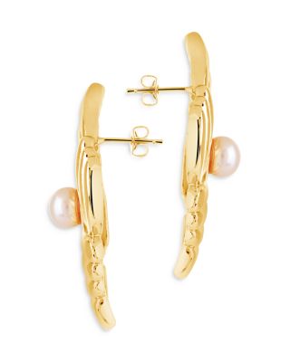 Fantaisie Freshwater Pearl Stud Earrings in 14K Gold Plated 