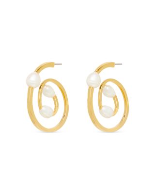 Lele Sadoughi - Imitation Pearl Spin Skater Hoop Earrings