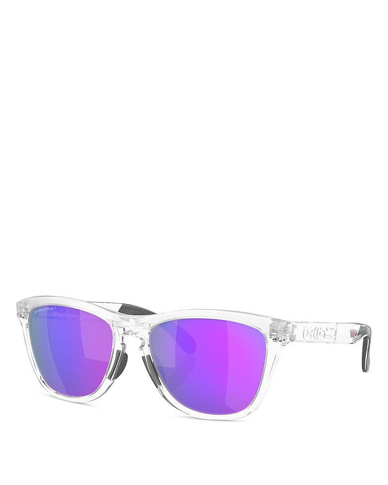 Oakley 55mm Polarized Rectangular Sunglasses In Clear/purple Solid