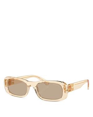Shop Miu Miu Rectangular Sunglasses, 53mm In Yellow/brown Solid