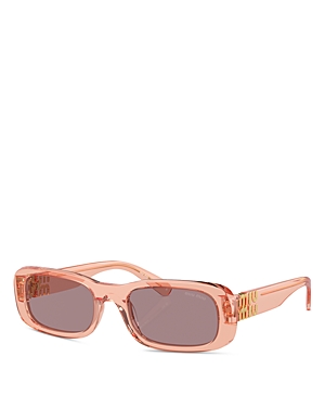 Shop Miu Miu Rectangular Sunglasses, 53mm In Red/purple Solid