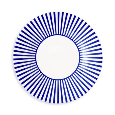 Blue Italian Steccato Narrow Stripe Tidbit Plates, Set of 4