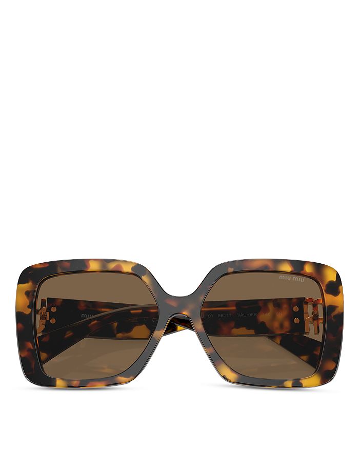 Shop Miu Miu Square Sunglasses, 56mm In Havana/brown Solid