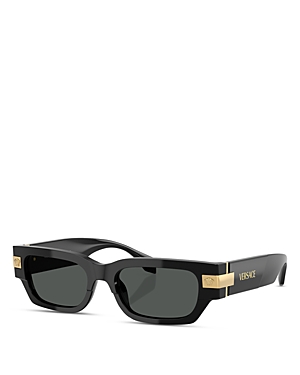 Versace Rectangular Sunglasses, 53mm In Black/gray Solid