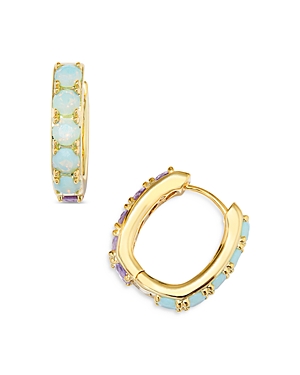 Kendra Scott Chandler Huggie Hoop Earrings In Gold Green Lilac Mix