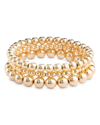 Shashi - Beaded Stretch Bracelets in 14K Gold Plated, Set of 3