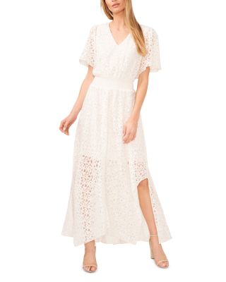V Neck Flutter Sleeve Maxi Dress