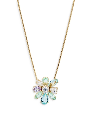 Nadri Mixed Cut Watercolor Flower Pendant Necklace In 18k Gold Plated, 18 In Multi